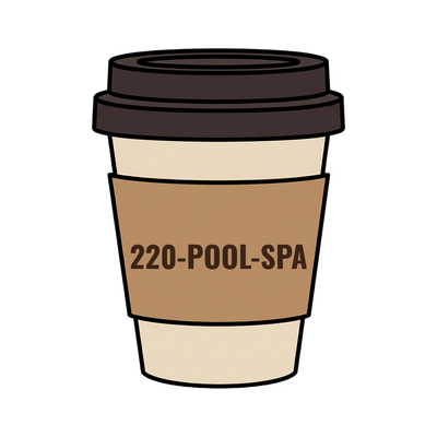 220-POOL-SPA on a coffee cup
