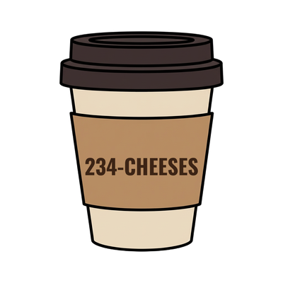 234-CHEESES on a coffee cup