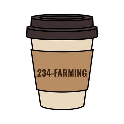 234-FARMING on a coffee cup