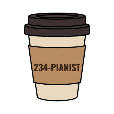 234-PIANIST on a coffee cup