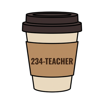 234-TEACHER on a coffee cup