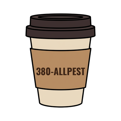 380-ALLPEST on a coffee cup