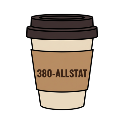 380-ALLSTAT on a coffee cup