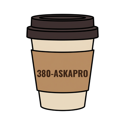 380-ASKAPRO on a coffee cup