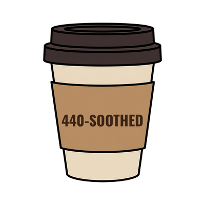 440-SOOTHED on a coffee cup