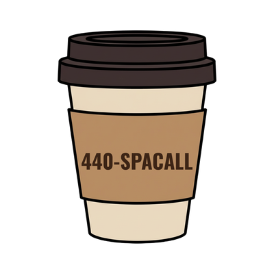 440-SPACALL on a coffee cup