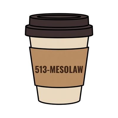 513-MESOLAW on a coffee cup