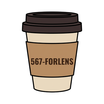 567-FORLENS on a coffee cup