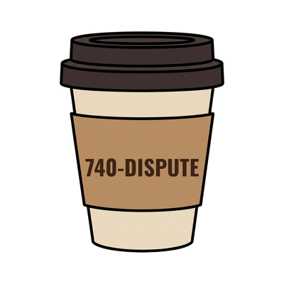 740-DISPUTE on a coffee cup