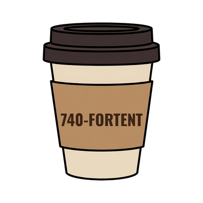 740-FORTENT on a coffee cup