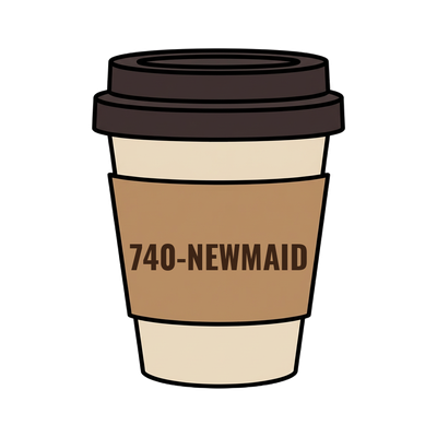 740-NEWMAID on a coffee cup