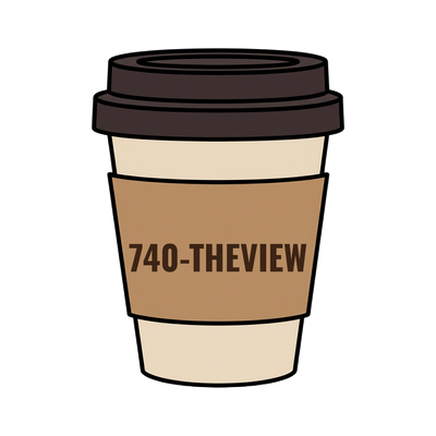 740-THEVIEW on a coffee cup
