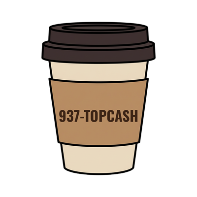 937-TOPCASH on a coffee cup